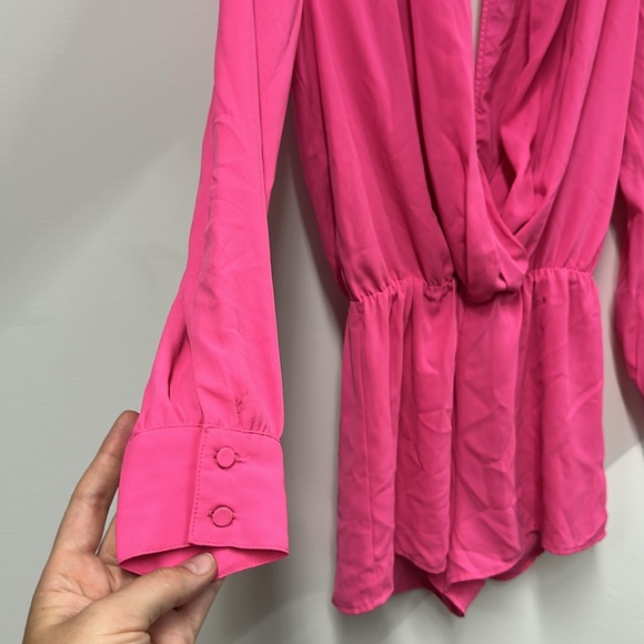 Superdown Vibrant Pink Kaycie drape neck romper S - Picture 7 of 9
